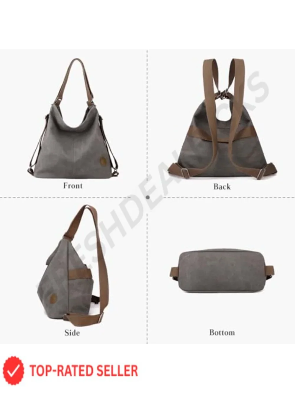 Canvas Backpack Shoulder Bag Women's Daypack Large Capacity Tote Multifunction